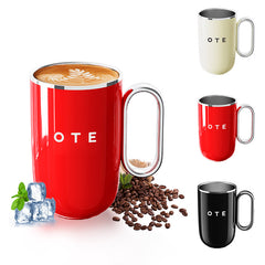 Coffee Mug with Handle, 12oz/8oz(350/220ml) Insulated Stainless Steel Coffee Travel Mug, Double Wall Vacuum Reusable Coffee Cup