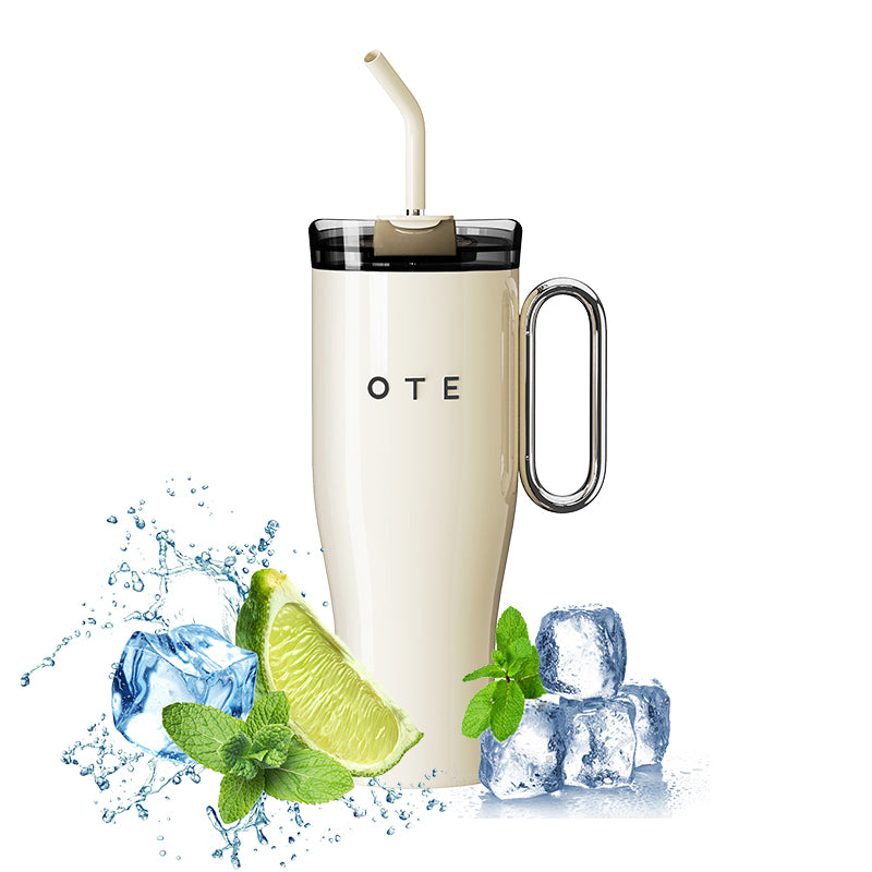 OTE1.2 L (42 oz) Coffee Mug to Go, Double-Walled Steel Vacuum Insulated Mug with Handle and Straw, BPA Free,Portable Car Mug Tumbler, Thermal Mug, Coffee Cup for Hot and Cold Drinks